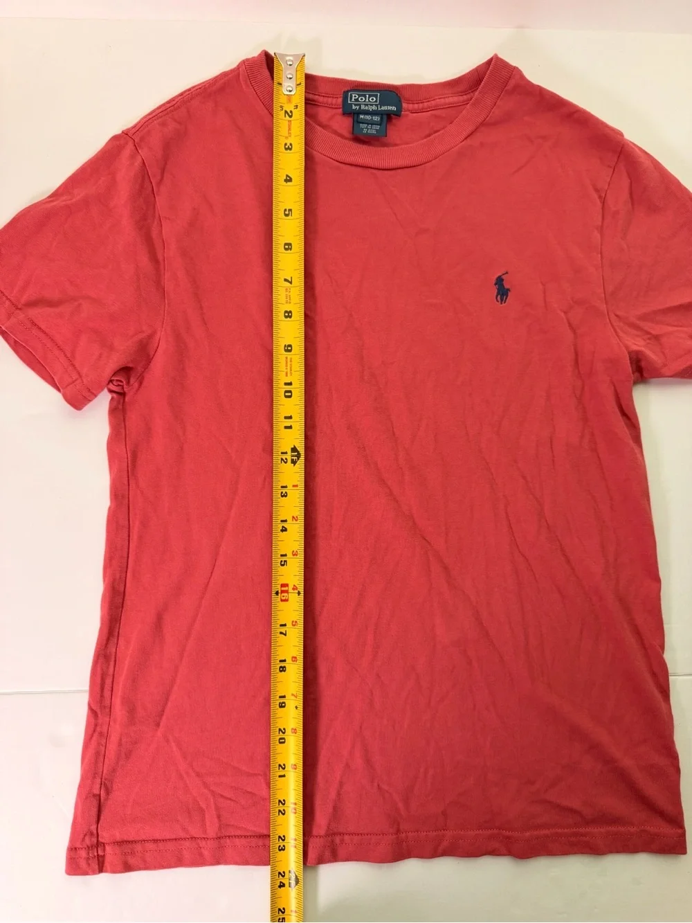 Ralph Lauren dark salmon Short-Sleeve size 10-12 Crewneck Tee with Navy Pony